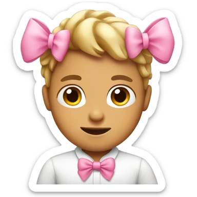 Boy with pink bow  sticker