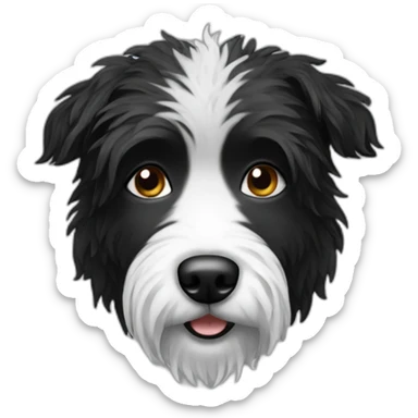Hairy Black and white wet dog sticker