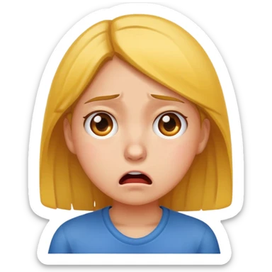 Girl showing frustrated face sticker