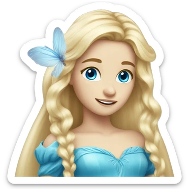 long blonde hair blue eyed fairy  sticker