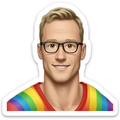 Jonathan Toews wearing glasses and rainbow clothes sticker