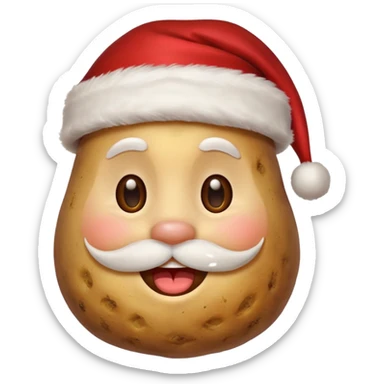 Potato with a smile face and a Santa Christmas hat on sticker