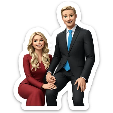 smiling couple in formal wear sticker