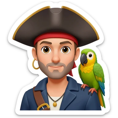 pirate and parrot sticker