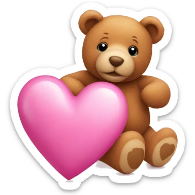 Pink heart with teddy bear sticker