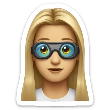 Oval shape face with rectangle shape goggles with long hair  sticker