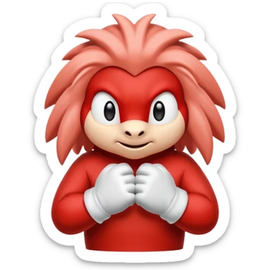 Sonic the hedgehogs friend knuckles a red animal with peach arms and white gloves he’s a echidna sticker