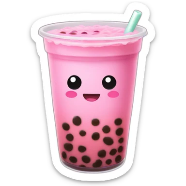 Pink Boba tea sticker