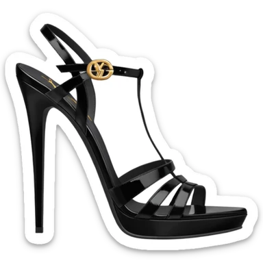 YSL TRIBUTE heels SANDAL black PATENT LEATHER sticker