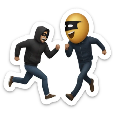a man getting chased by another masked man sticker