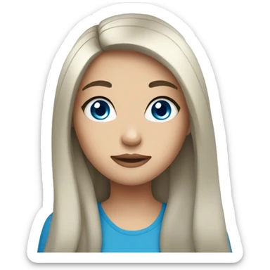 girl with long black hair and blue eyes sticker