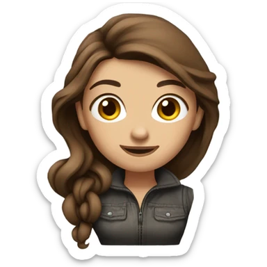 Beautiful tattooed woman long brown hair rock climbing sticker