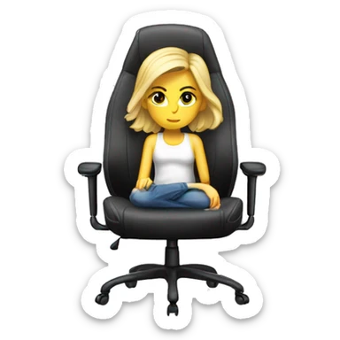 white girl on a big gaming chair thinking  sticker