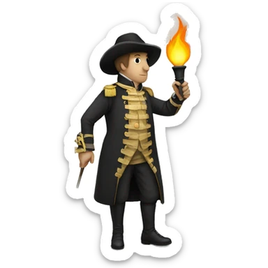 Faceless man in colonial costume with torch sticker