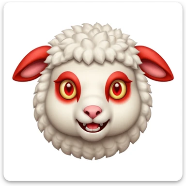 Evil lamb with glowing red eyes staring at you sticker