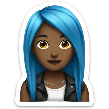 emo girl brown skin blue hair  sticker