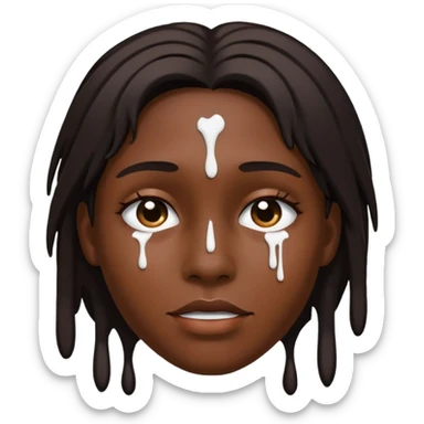 Drip White paint from ebony face with long brown hair sticker