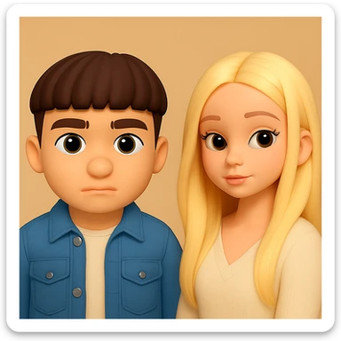 Place these two 3d emoji images on one background as two separate figures with noticeable space between them, in the same style, without changing the images themselves sticker