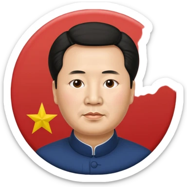 Mao Zedong emoji, round face, iconic hairstyle, minimal details, apple style sticker