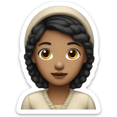 Black hair girl with beige ear muff  sticker