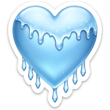 An ice blue heart with frost spidering across it and icicles dripping from it sticker