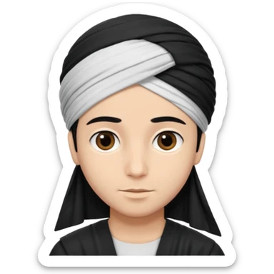 Emoji de un chico con turbante árabe que el chico sea de color piel clara y que tenga cabello negro y de fondo blanco sticker