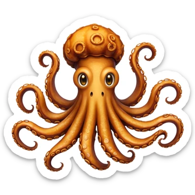 fried cooked octopus tentacles without head sticker