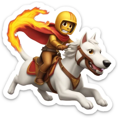CatDog riding a flaming stallion into battle sticker