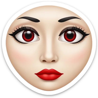 A symmetrical face with two large eyes and a pair of lips in the middle, arranged in a row (👁️👄👁️) sticker