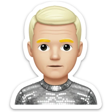 Jimmy Somerville with platinum blonde hair, silver sequin outfit sticker