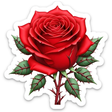 Deep red (#7A0F1E) no gradients, transparent background, high contrast, clean gothic aesthetic, designed to be readable at 128x129px a red rose wrapped around a bomb covered in thorns sticker