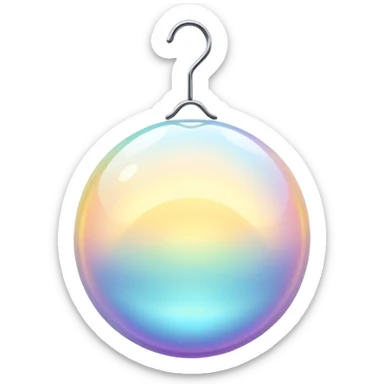 Ethereal floating orb with soft glow and minimal clothing hanger silhouette inside, masculine style energy, light waves radiating sticker