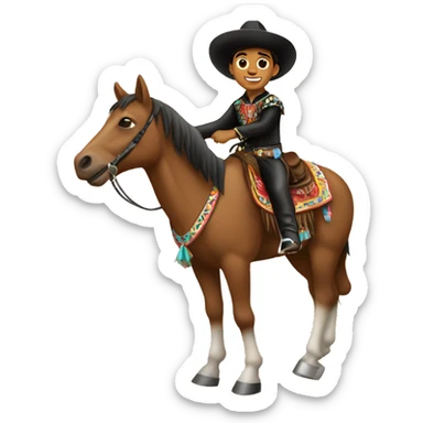 Mexican brown skin boy Charro on a horse  sticker