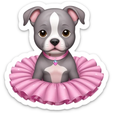 Grey Pibble in a tutu , surrounded by clear bubbles  sticker