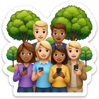 Crowd of People having phone in their hands sticker