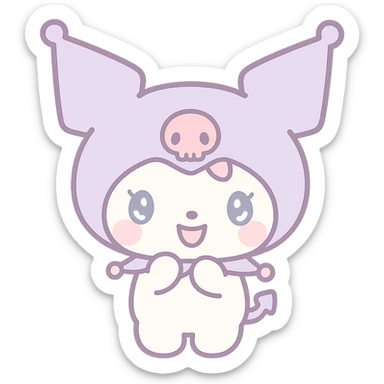 Kuromi character, cute and recognizable style, clean transparent PNG, no background sticker