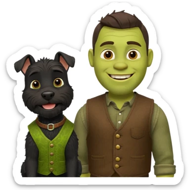 Shrek with a miniature black schnauzer sticker