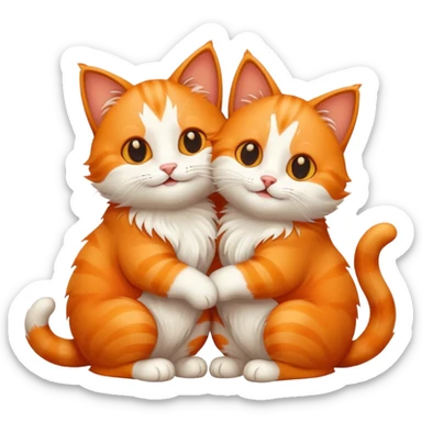 two happy cats hugging sticker