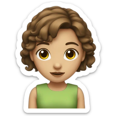 Girl with brown hair and the color of one eye is green, and the other is brown sticker