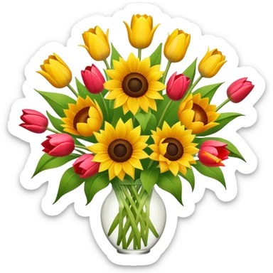 Sunflower and tulips bouquet  sticker