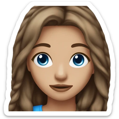 pretty girl brown long hair makeup with blue eyes  sticker