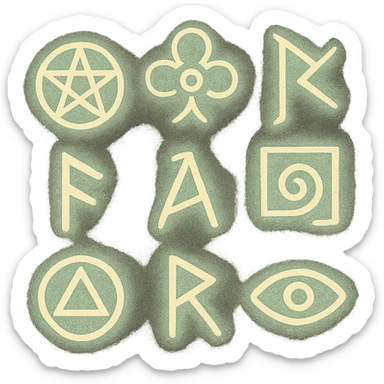magical rune symbols with soft shading sticker