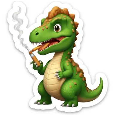 Dinosaur that smokes cigarettes eating fried chicken sticker