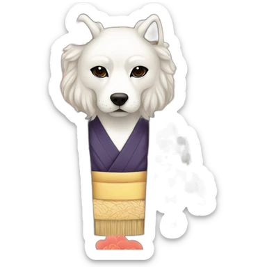 noh-dog-mask-longhair-hotguy-japanese-kimono sticker