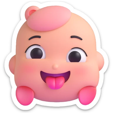blushing face with eyes rolled up and tongue out sticker
