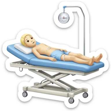pessoa com a febre levemente amarela deitada em uma maca de hospital sticker