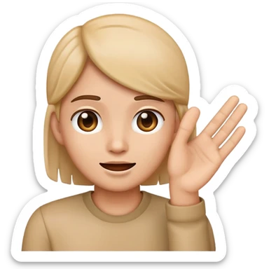 Emoji with hand up to ear listening sticker