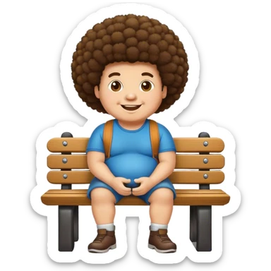 Chubby brown guy with afro on bench sticker