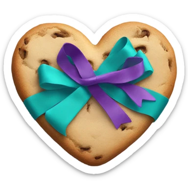 Cookie heart with teal purple support ribbon sticker