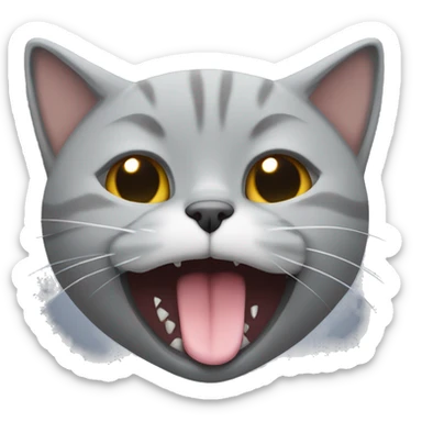 Grey British short hair cat open a mouth while sleeping sticker